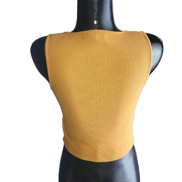 Love Tree Dark Yellow Sleeveless Crop Top S - Picture 5 of 6